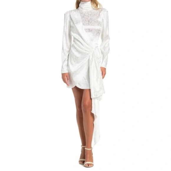 Ronny Kobo Collection Dresses & Skirts - NEW Ronny Kobo Ria White Satin Floral Long Sleeve Mini Dress Size Small (S)